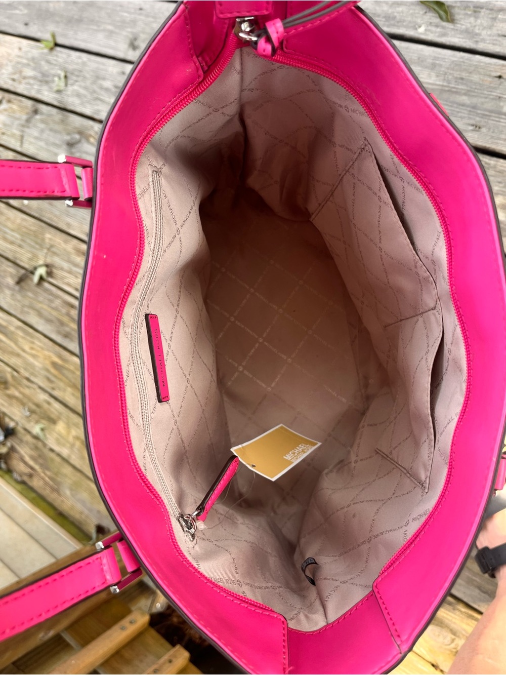 Michael Kors Pink, Orange & Hot Pink Stripe Tote - Picture 6 of 13